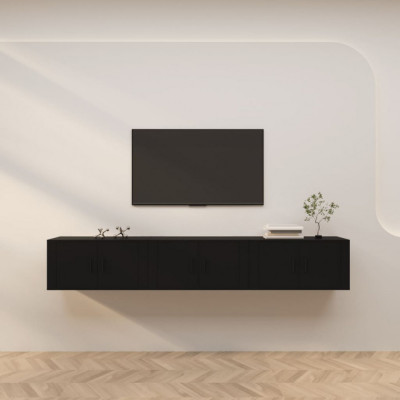 vidaXL Dulapuri TV montate pe perete, 3 buc., negru, 80x34,5x40 cm foto