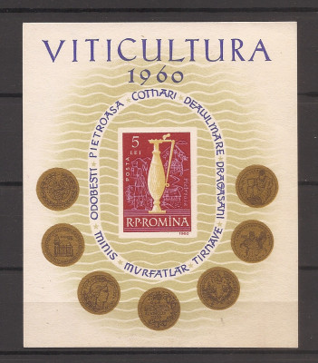 Rom&amp;acirc;nia 1960, Lp 512 - Viticultura, colita, MNH foto