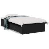 Cumpara ieftin Cadru de pat cu sertare, negru, 75x190 cm, lemn prelucrat