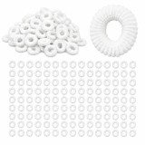 Cumpara ieftin Elastice albe pentru par, set 100 buc, diametru 2.5 cm, model spiralat anti-rupere, accesorii elastice pentru toate tipurile de par