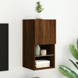 Comodă TV cu lumini LED, stejar maro, 30,5x30x60 cm