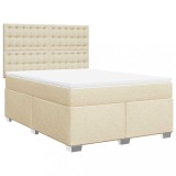 Cumpara ieftin Pat box spring cu saltea, crem, 140x200 cm, textil