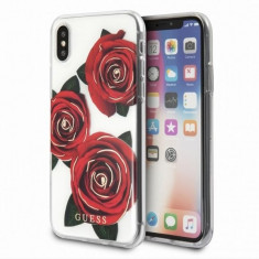 Husa Guess GUHCPXROSTR iPhone XS X transparent Flower Desire red rose foto