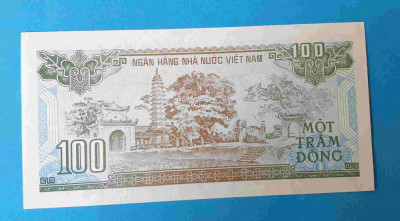 Bancnota veche Viet Nam 100 Dong 1991 foto