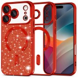 Husa premium iPhone 17 Pro Asteroid GSM Luxury Glitter MagSafe, rosu