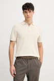 Hackett London polo de bumbac bărbați, culoarea bej, uni, HM703337