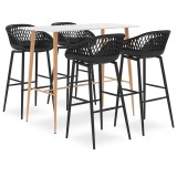 Cumpara ieftin Set mobilier de bar, 5 piese, alb si negru