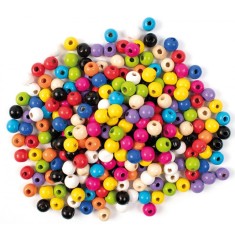 Set 200 margele din lemn colorate rotunde 10 mm diametru