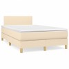 VidaXL Pat cu arcuri, saltea și LED, crem, 120x190 cm, textil 3270079
