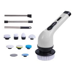 Perie electrica de curatare, flippy, pentru gresie, baie, bucatarie, 25x20x9.5 cm, cu 9 capete, maner extensibil detasabil 84-127cm, incarcare usb-typ