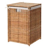 Cos pentru rufe din ratan, 80 l, capacitate 9 kg, inaltime 60 cm, sac panza detasabil