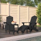 Scaune de grădină Adirondack cu taburet și masă, antracit, HDPE