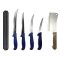 Set 4 cutite profesionale de macelarie, filetat, injunghiat, transat, dezosat, otel carbon, satar, suport magnetic