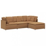 Cumpara ieftin Canapea modulara cu taburet si perne, tesatura ondulata ca lana