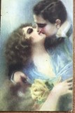 CPISTR5 Carte postala veche Transilvania - Scena romantica (Sarut), stampila Campeni la Sibiu