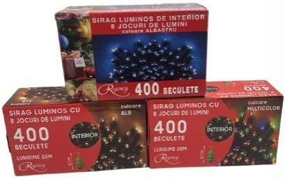 Instalatie de Craciun sirag, 400 beculete, 8 jocuri de lumini, 20 M