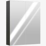 HOMCOM Dulap Suspendat de Baie cu 2 Uși cu Oglindă și 2 Rafturi Interne 60x15x75cm, Negru | Aosom Romania