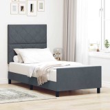 vidaXL Pat cu arcuri cu headboard Gri &icirc;nchis 100 x 200 cm Catifea 3344988