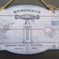 Tablou decorativ Bordeaux pentru bar sau restaurant, 39x26 cm, lemn