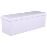 Cumpara ieftin Bancuta pliabila piele ecologica alba Zamira 114x38x38 cm