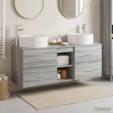 Cumpara ieftin Set dulap baie 3 buc. Sonoma gri 129 x 44,5 x 80 cm