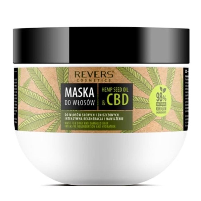 Mască de păr cu ulei natural de c&acirc;nepă si CBD, Revers, regenerare si hidratare intensiva, 250ml