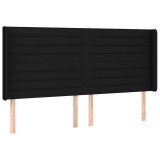 Cumpara ieftin Tablie de pat cu aripioare, negru, 163x16x118/128 cm, textil