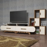 Cumpara ieftin Comoda TV Flora S - Walnut, Crem