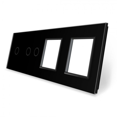 Panou intrerupator simplu+dublu si 2 prize Livolo din sticla SmartElectro IntelligentHouse foto