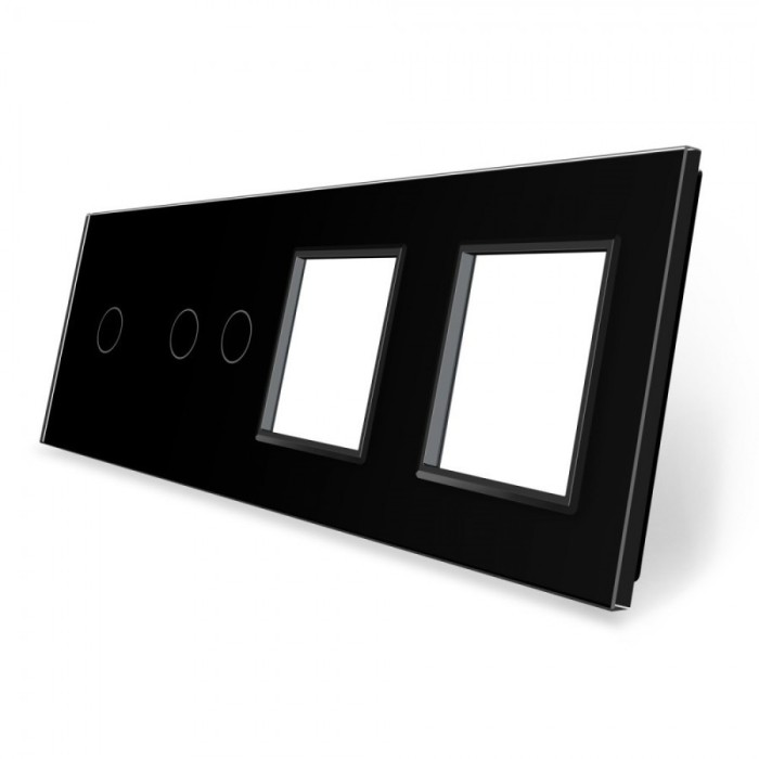 Panou intrerupator simplu+dublu si 2 prize Livolo din sticla SmartElectro IntelligentHouse