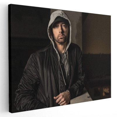 Tablou afis Eminem cantaret rap 2338 Tablou canvas pe panza CU RAMA 50x70 cm foto