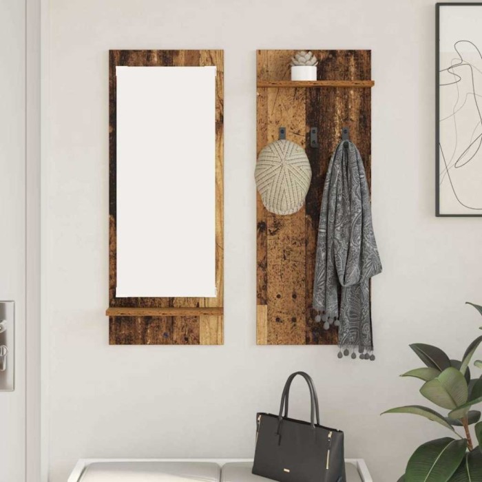 vidaXL Răcător de paltoane montat pe perete Lemn vechi 70 x 10 x 90 cm