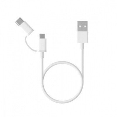 Cablu Date &amp;amp; Incarcare 2in1 - MicroUSB / Tip C (Alb) Setty foto
