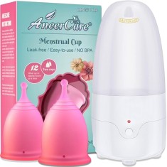 Set Sterilizator Cupe Menstruale + 2 Cupe Menstruale Reutilizabile 25ml &amp; 30ml, Linovit&reg;, Dispozitiv de Igienizare cu Aburi Compatibil cu Majoritatea