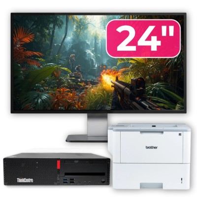 Pachet Calculator Second Hand LENOVO ThinkCentre M910s SFF, Intel Core i5-7500 3.40GHz, 16GB DDR4, 256GB SSD + Monitor 24&amp;amp;quot; &amp;amp; Imprimanta Brother H foto