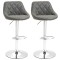 Set 2 scaune de bucatarie/bar, Marion, rotative, piele PU, gri si argintiu, 51.5x48x83-104 cm
