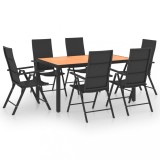 vidaXL Set mobilier de grădină, 7 piese, negru și maro