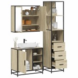 vidaXL Set mobilier de baie, 3 piese, stejar sonoma, lemn prelucrat 3301146