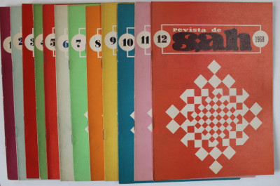REVISTA DE SAH , ORGAN AL FEDERATIEI ROMANE DE SAH , SET DE 12 NUMERE SUCCESIVE , IANUARIE - DECEMBRIE , 1968 foto