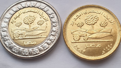 Set 2 monede 50 piastres, 1 pound 2019 Egipt, Countryside, unc foto