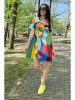 Rochie Scurta A-Line Mirage Multicolor Talie Unica, Imprimeu Modern, Maneca Scurta, Casual, Rochie de zi, XS-XL