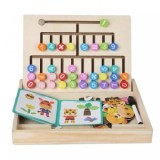 Tabla Magnetica Educativa 2 in 1 Lemn, Labirint, Cifre, Forme Geometrice, Wooden Toys, 30x5x23.5 cm, 3 ani+