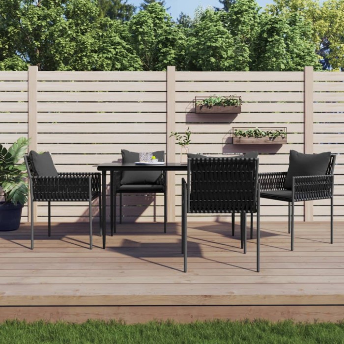 Gossi scaune de gradina cu perne 4 buc. negru 54x61x83 cm poliratan