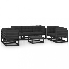 Set mobilier gradina cu perne, 8 piese, lemn masiv pin