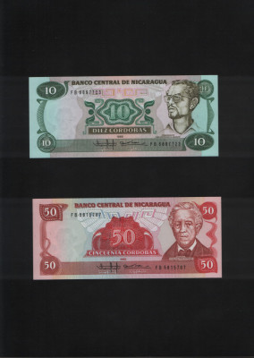 Nicaragua 10+50 cordobas 1985 unc foto