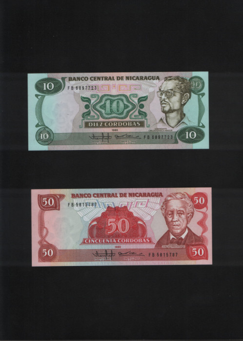 Nicaragua 10+50 cordobas 1985 unc