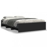 vidaXL Cadru de pat, negru, 140x190 cm, lemn prelucrat