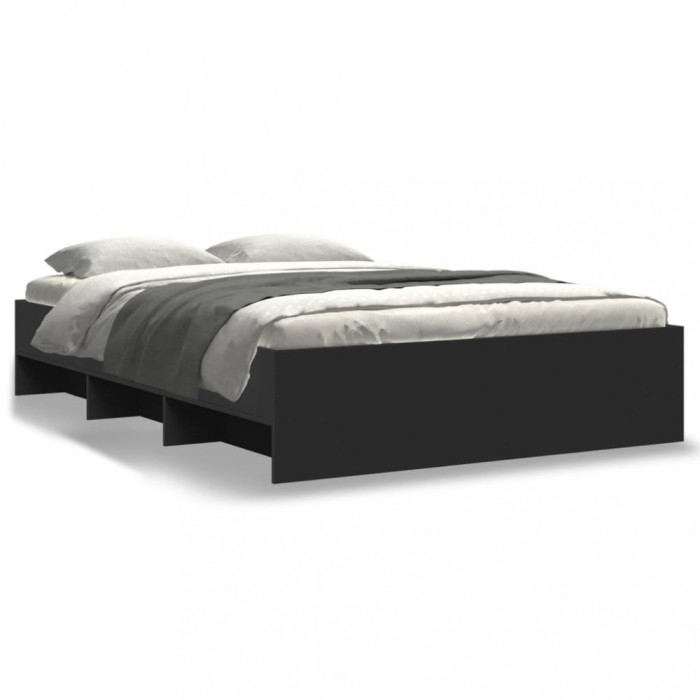 vidaXL Cadru de pat, negru, 140x190 cm, lemn prelucrat