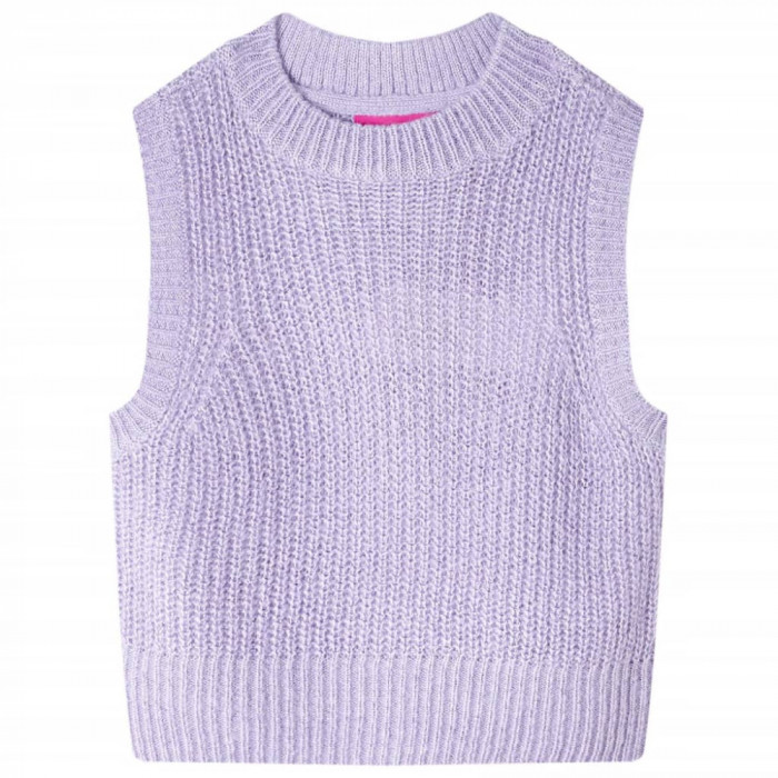 Vestă pulover pentru copii tricotată, liliac deschis, 116