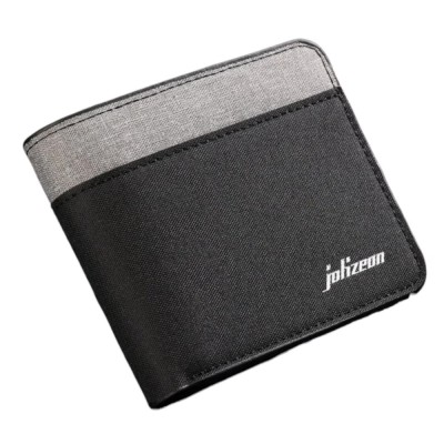 Portofel panza bifold, design colorblock, negru foto